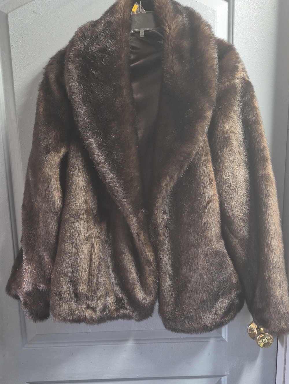 Classic Women's Brown Faux Fur Jacket Sz 2X